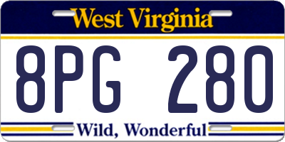 WV license plate 8PG280