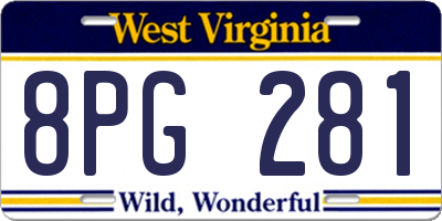 WV license plate 8PG281