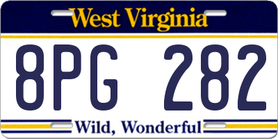 WV license plate 8PG282