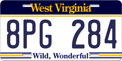 WV license plate 8PG284