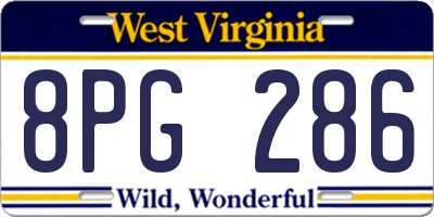WV license plate 8PG286