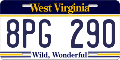 WV license plate 8PG290