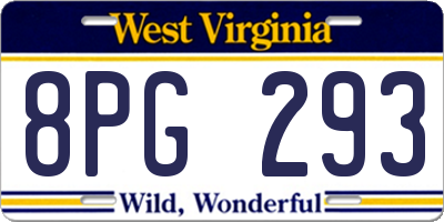 WV license plate 8PG293