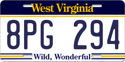 WV license plate 8PG294