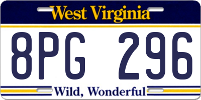 WV license plate 8PG296