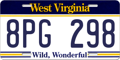 WV license plate 8PG298
