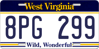 WV license plate 8PG299