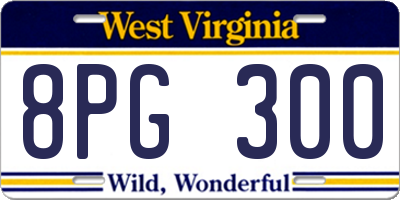 WV license plate 8PG300