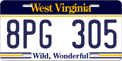 WV license plate 8PG305