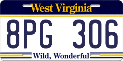 WV license plate 8PG306