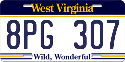 WV license plate 8PG307