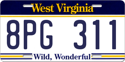 WV license plate 8PG311