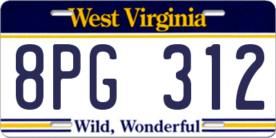 WV license plate 8PG312