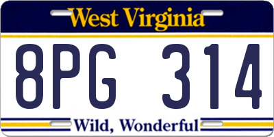 WV license plate 8PG314