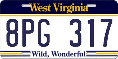WV license plate 8PG317
