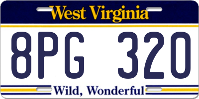 WV license plate 8PG320