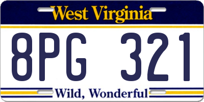 WV license plate 8PG321
