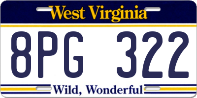 WV license plate 8PG322
