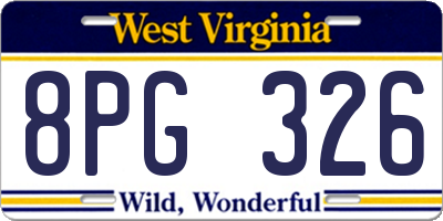 WV license plate 8PG326