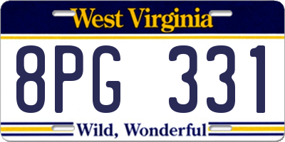 WV license plate 8PG331