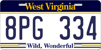 WV license plate 8PG334