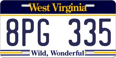 WV license plate 8PG335