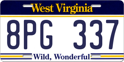 WV license plate 8PG337