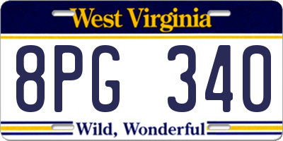 WV license plate 8PG340