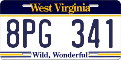 WV license plate 8PG341