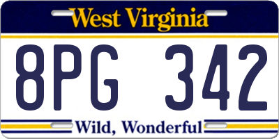 WV license plate 8PG342
