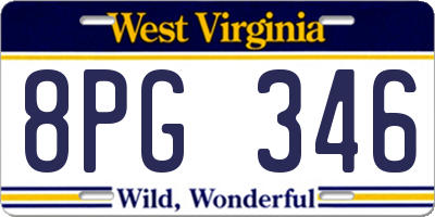 WV license plate 8PG346