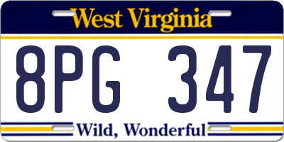 WV license plate 8PG347