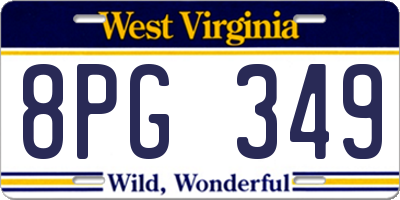WV license plate 8PG349