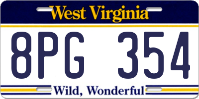 WV license plate 8PG354
