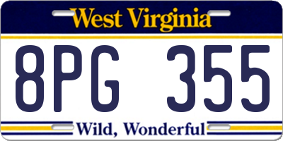 WV license plate 8PG355