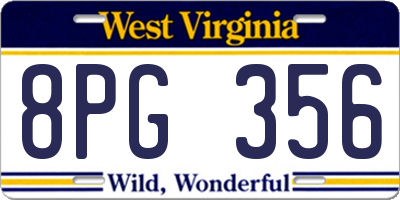 WV license plate 8PG356