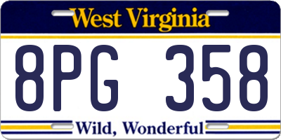 WV license plate 8PG358