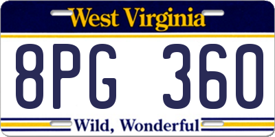 WV license plate 8PG360