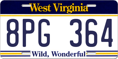 WV license plate 8PG364