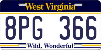 WV license plate 8PG366