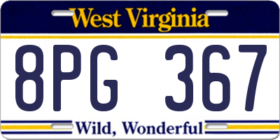 WV license plate 8PG367