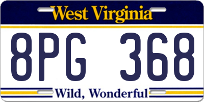 WV license plate 8PG368