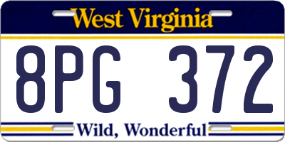 WV license plate 8PG372