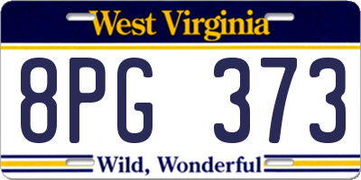 WV license plate 8PG373