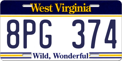 WV license plate 8PG374
