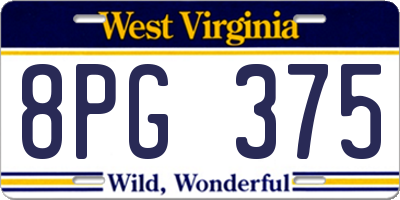WV license plate 8PG375
