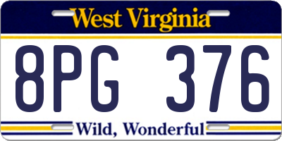 WV license plate 8PG376