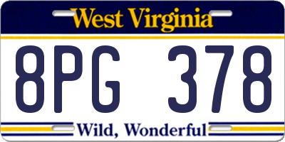 WV license plate 8PG378
