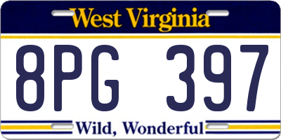 WV license plate 8PG397