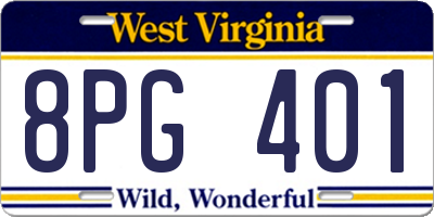 WV license plate 8PG401